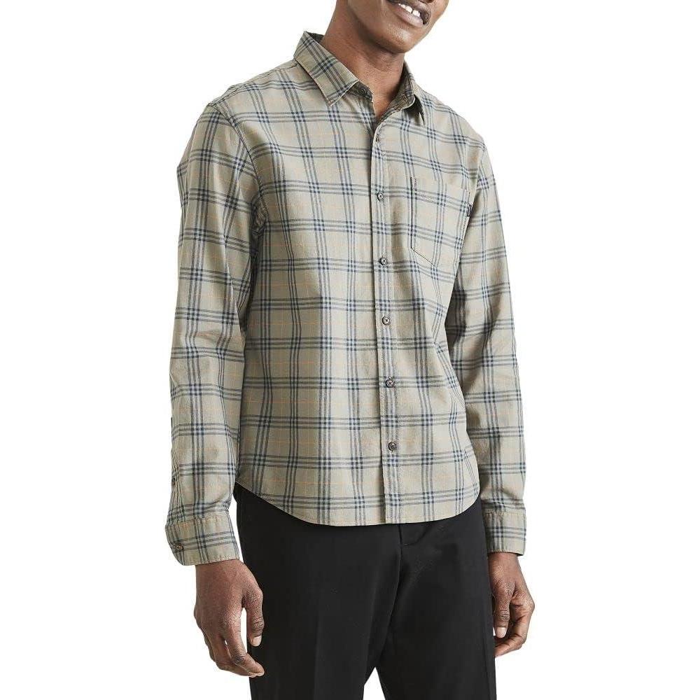 imageDockers Mens Regular Fit Long Sleeve Casual Shirt Regular and Big ampamp TallCilantro Green Plaid