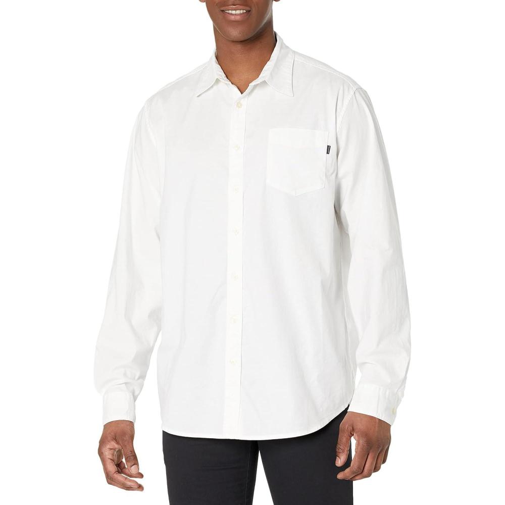imageDockers Mens Regular Fit Long Sleeve Casual Shirt Regular and Big ampamp TallLucent White  Solid Oxford