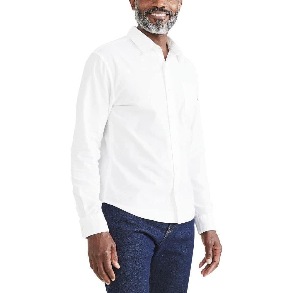 imageDockers Mens Regular Fit Long Sleeve Casual Shirt Regular and Big ampamp TallLucent White