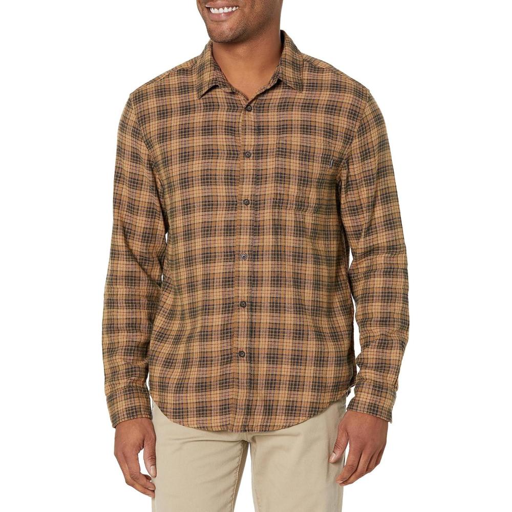 imageDockers Mens Regular Fit Long Sleeve Casual Shirt Regular and Big ampamp TallTan Bakersz