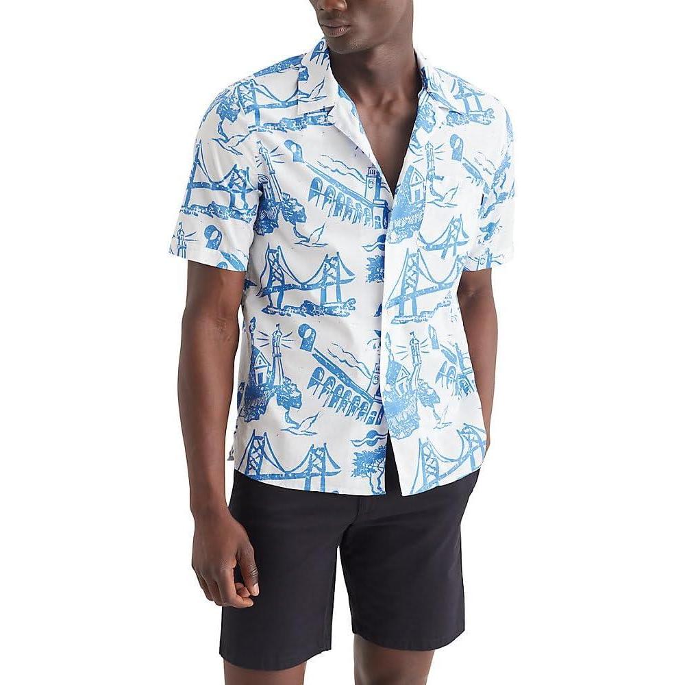 imageDockers Mens Short Sleeve Camp Collar Shirt Regular and Big ampamp TallOutpost Ceramic Blue Slub