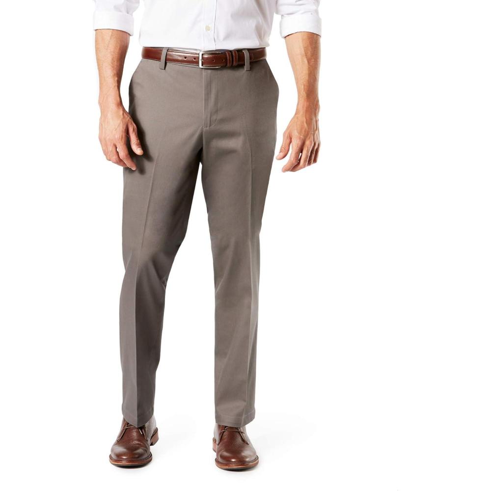 imageDockers Mens Straight Fit Signature Lux Cotton Stretch Khaki Pant  CreasedDark Pebble