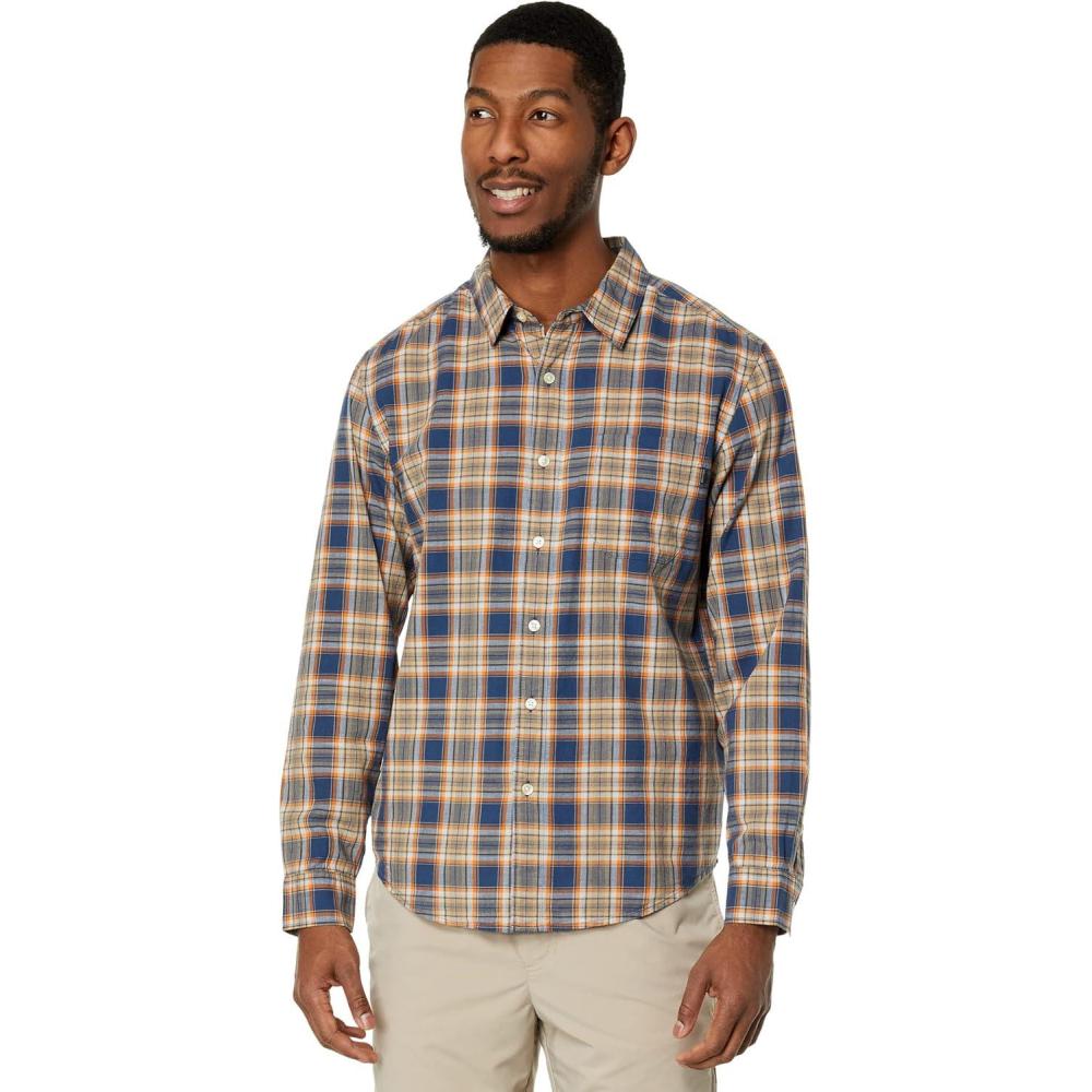 imageDockers Mens Supreme Flex Long Sleeve Button Up ShirtOcean BluePlaid