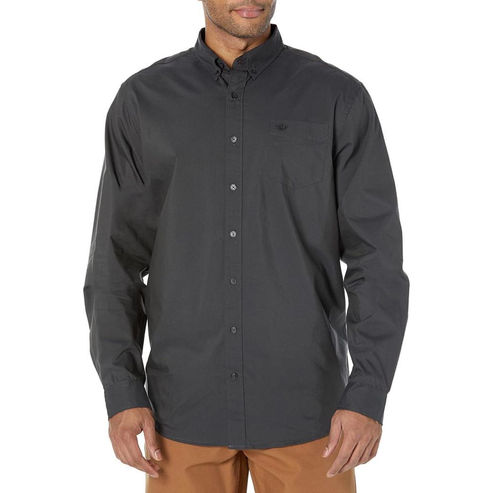 imageDockers Mens Supreme Flex Long Sleeve Button Up ShirtSteelhead