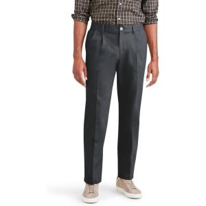 Classic Fit Signature Iron Free Khaki with Stain Defender Pants – Pleated (Regular and Big & Tall)(Charcoal Heather)