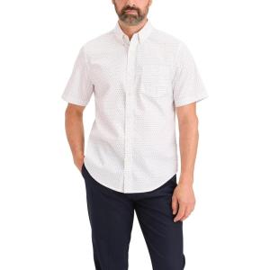 DOCKERS Mens Men’s Signature Shirt Short Sleeve Classic Fit with Stain Defender®(Cass Lucent White Print)