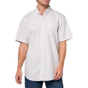 DOCKERS Mens Men’s Signature Shirt Short Sleeve Classic Fit with Stain Defender®(Cornelius Lucent White Plaid)