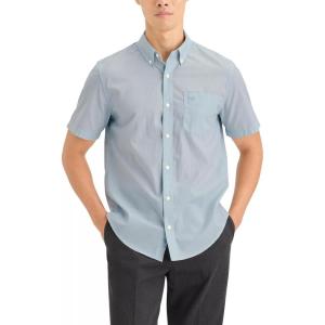 DOCKERS Mens Men’s Signature Shirt Short Sleeve Classic Fit with Stain Defender®(Dean Tourmaline Pattern)