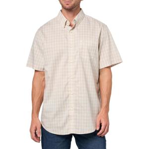 DOCKERS Mens Men’s Signature Shirt Short Sleeve Classic Fit with Stain Defender®(Grit Plaid)