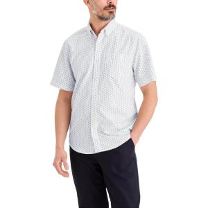DOCKERS Mens Men’s Signature Shirt Short Sleeve Classic Fit with Stain Defender®(Lucent White Print)