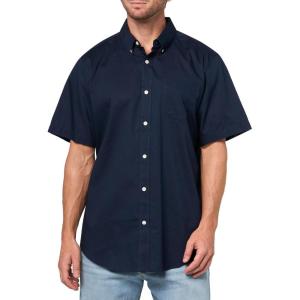 DOCKERS Mens Men’s Signature Shirt Short Sleeve Classic Fit with Stain Defender®(Navy Blazer)