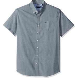 DOCKERS Mens Men’s Signature Shirt Short Sleeve Classic Fit with Stain Defender®(Ocean Blue Print)