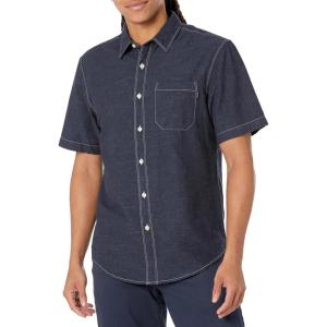 DOCKERS Mens Regular Fit Short Sleeve Casual Shirt (Standard and Big & Tall)(Blue Hillside)