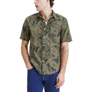DOCKERS Mens Regular Fit Short Sleeve Casual Shirt (Standard and Big & Tall)(Duffel Bag Green Print)