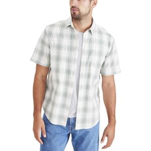 DOCKERS Mens Regular Fit Short Sleeve Casual Shirt (Standard and Big & Tall)(Green Milieu Plaid)
