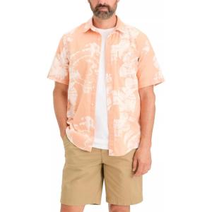 DOCKERS Mens Regular Fit Short Sleeve Casual Shirt (Standard and Big & Tall)(Laine Slub Peach Bloom Print)