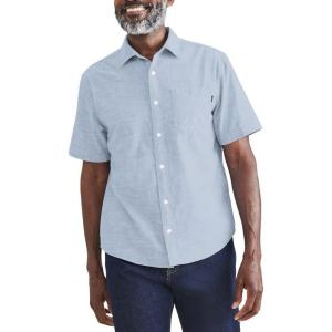 DOCKERS Mens Regular Fit Short Sleeve Casual Shirt (Standard and Big & Tall)(Light Blue Wash)