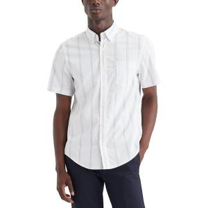 DOCKERS Mens Regular Fit Short Sleeve Casual Shirt (Standard and Big & Tall)(Lucent White Nomad Stripe)