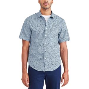 DOCKERS Mens Regular Fit Short Sleeve Casual Shirt (Standard and Big & Tall)(Mountain Creek Blue Riviera)