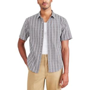 DOCKERS Mens Regular Fit Short Sleeve Casual Shirt (Standard and Big & Tall)(Mountain Creek Blue Saltwater)