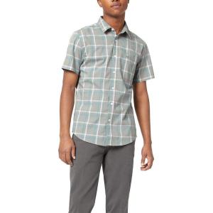 DOCKERS Mens Regular Fit Short Sleeve Casual Shirt (Standard and Big & Tall)(Wet Stone Plaid)