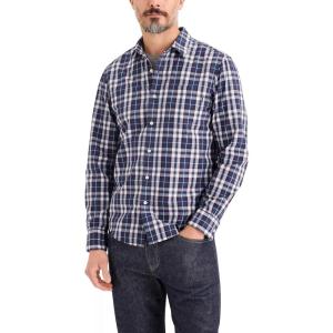 DOCKERS Men’s Ultimate Shirt Long Sleeve Regular Fit(Deckerson Poplin Ocean Blue Plaid)