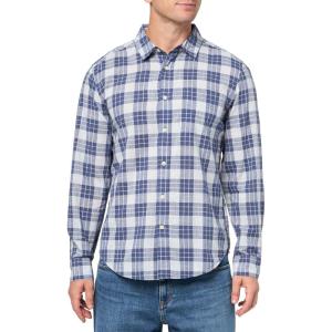 DOCKERS Men’s Ultimate Shirt Long Sleeve Regular Fit(Felice Slub Arctic Ice Plaid)