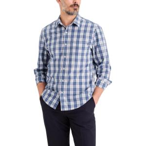 DOCKERS Men’s Ultimate Shirt Long Sleeve Regular Fit(Reeves Poplin Coastal Fjord Plaid)