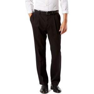 Dockers Men’s Classic Fit Easy Khaki Pants – Pleated (Standard and Big & Tall)(Black)