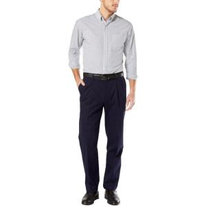 Dockers Men’s Classic Fit Easy Khaki Pants – Pleated (Standard and Big & Tall)(Dockers Navy)
