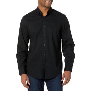 Dockers Men’s Classic Fit Long Sleeve Signature Iron Free Shirt with Stain Defender(Black)
