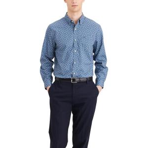 Dockers Men’s Classic Fit Long Sleeve Signature Iron Free Shirt with Stain Defender(Bud Bluefin)