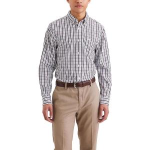 Dockers Men’s Classic Fit Long Sleeve Signature Iron Free Shirt with Stain Defender(Dawn Caramel Café)