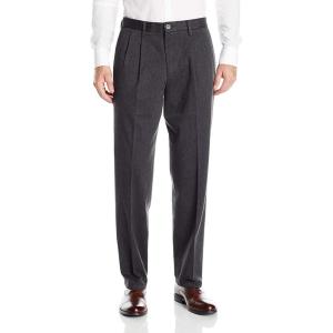 Dockers Men’s Classic Fit Signature Lux Cotton Stretch Pants-Pleated (Regular and Big & Tall)(Charcoal Heather)