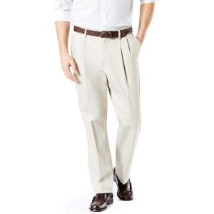 Dockers Men’s Classic Fit Signature Lux Cotton Stretch Pants-Pleated (Regular and Big & Tall)(Cloud)