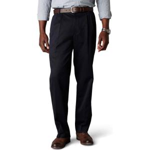 Dockers Men’s Classic Fit Signature Lux Cotton Stretch Pants-Pleated (Regular and Big & Tall)(Navy – Discontinued)