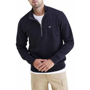 Dockers Men’s Regular Fit Long Sleeve 1/4 Zip Fleece Sweatshirt(Beautiful Black)