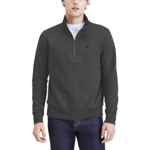Dockers Men’s Regular Fit Long Sleeve 1/4 Zip Fleece Sweatshirt(Charcoal Grey Heather)