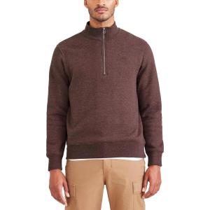 Dockers Men’s Regular Fit Long Sleeve 1/4 Zip Fleece Sweatshirt(Decadent Chocolate Brown)
