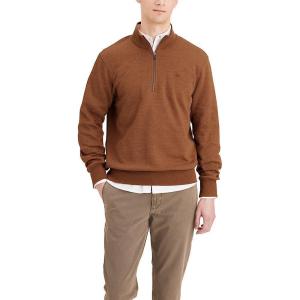 Dockers Men’s Regular Fit Long Sleeve 1/4 Zip Fleece Sweatshirt(Heather Caramel Café)