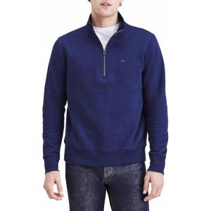 Dockers Men’s Regular Fit Long Sleeve 1/4 Zip Fleece Sweatshirt(Navy Blazer)