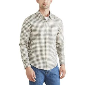 Dockers Men’s Regular Fit Long Sleeve Casual Shirt (Regular and Big & Tall)(Camo Green)