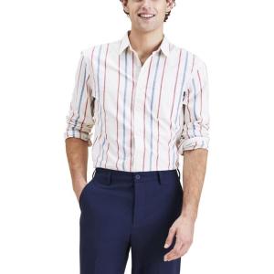 Dockers Men’s Regular Fit Long Sleeve Casual Shirt (Regular and Big & Tall)(Cherry Bomb Red Stripe)