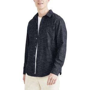 Dockers Men’s Regular Fit Long Sleeve Casual Shirt (Regular and Big & Tall)(Dark Blue Wash)