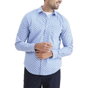 Dockers Men’s Regular Fit Long Sleeve Casual Shirt (Regular and Big & Tall)(Delt Blue Print)