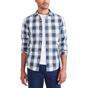 Dockers Men’s Regular Fit Long Sleeve Casual Shirt (Regular and Big & Tall)(Egret White Plaid)