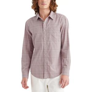 Dockers Men’s Regular Fit Long Sleeve Casual Shirt (Regular and Big & Tall)(Ephemeral Slub Fawn Plaid)