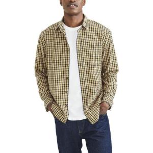Dockers Men’s Regular Fit Long Sleeve Casual Shirt (Regular and Big & Tall)(Gold Yellow Plaid)