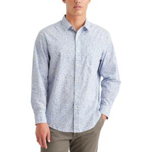 Dockers Men’s Regular Fit Long Sleeve Casual Shirt (Regular and Big & Tall)(Grove Floral Bel Air Blue)
