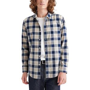 Dockers Men’s Regular Fit Long Sleeve Casual Shirt (Regular and Big & Tall)(Vintage Indigo Plaid)